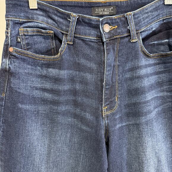 Judy Blue Sunday Chill High Rise Cropped Wide Leg Jeans Sz 14W Dark Wash Casual - Picture 3 of 9